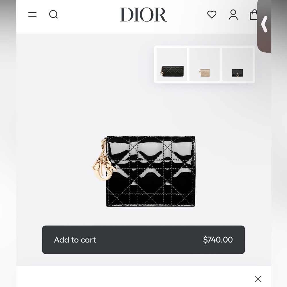 🖤✨SOLD✨🖤 ($740 Retail) Lady Dior Black Patent Lotus Wallet - Picture 2 of 6